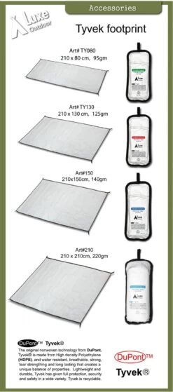 Luxe Outdoor Tyvek Ultralight Footprint 210 X 130 Cm -Camping Série Magasin tapis de sol footprint tyvek luxe outdoor 1