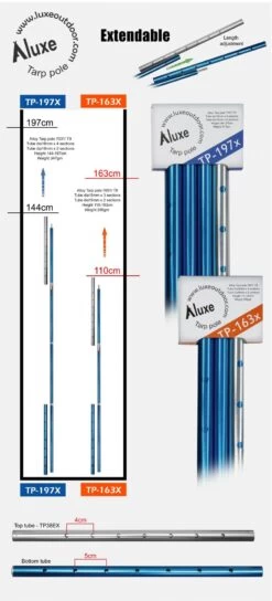 Luxe Outdoor Tarp Pole 163 Cm -Camping Série Magasin tarp pole extander
